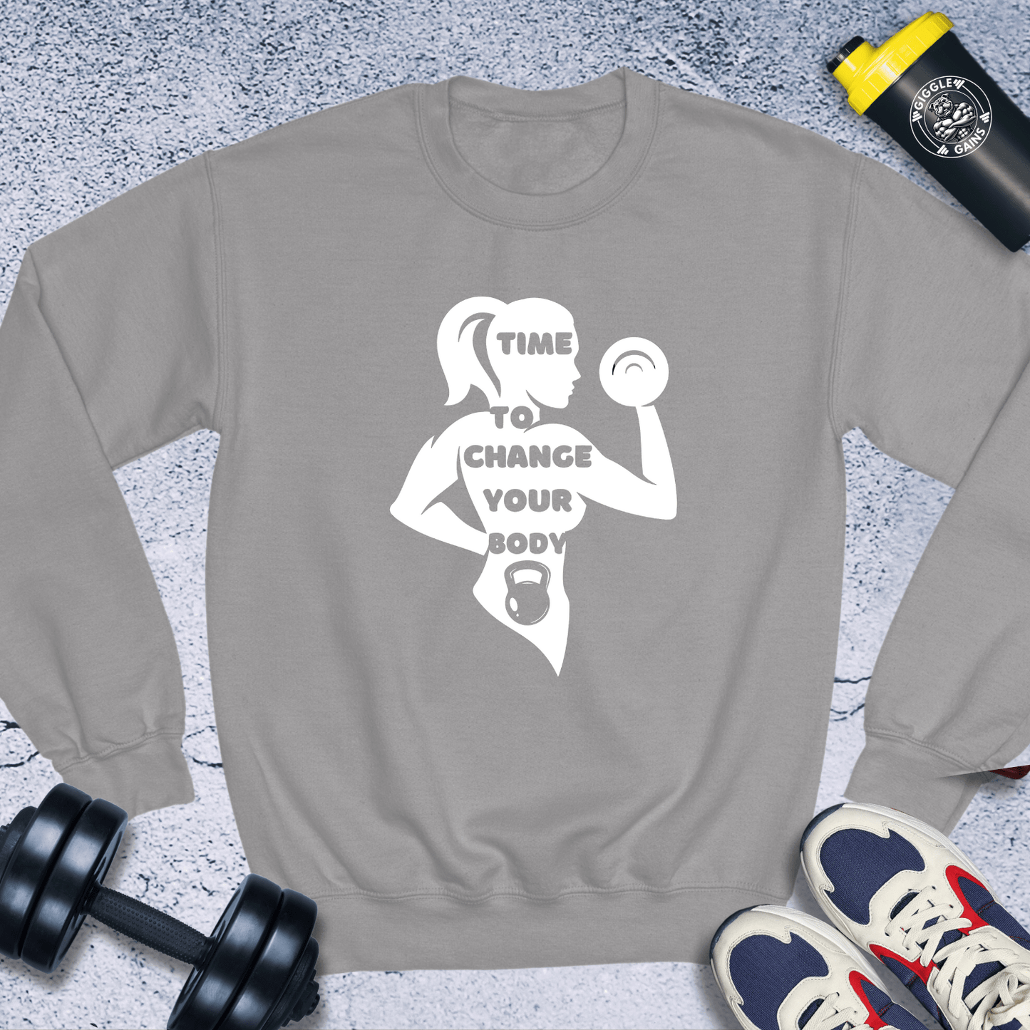 Sweatshirt Sport Grey / S Time To Change Your Body Crewneck