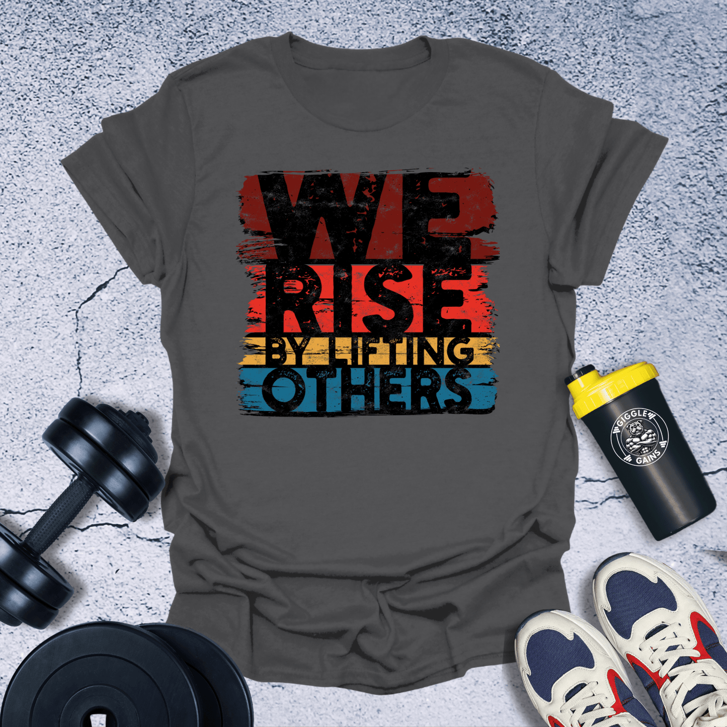 T-Shirt Dark Heather / S We Rise By Lifting Others T-Shirt