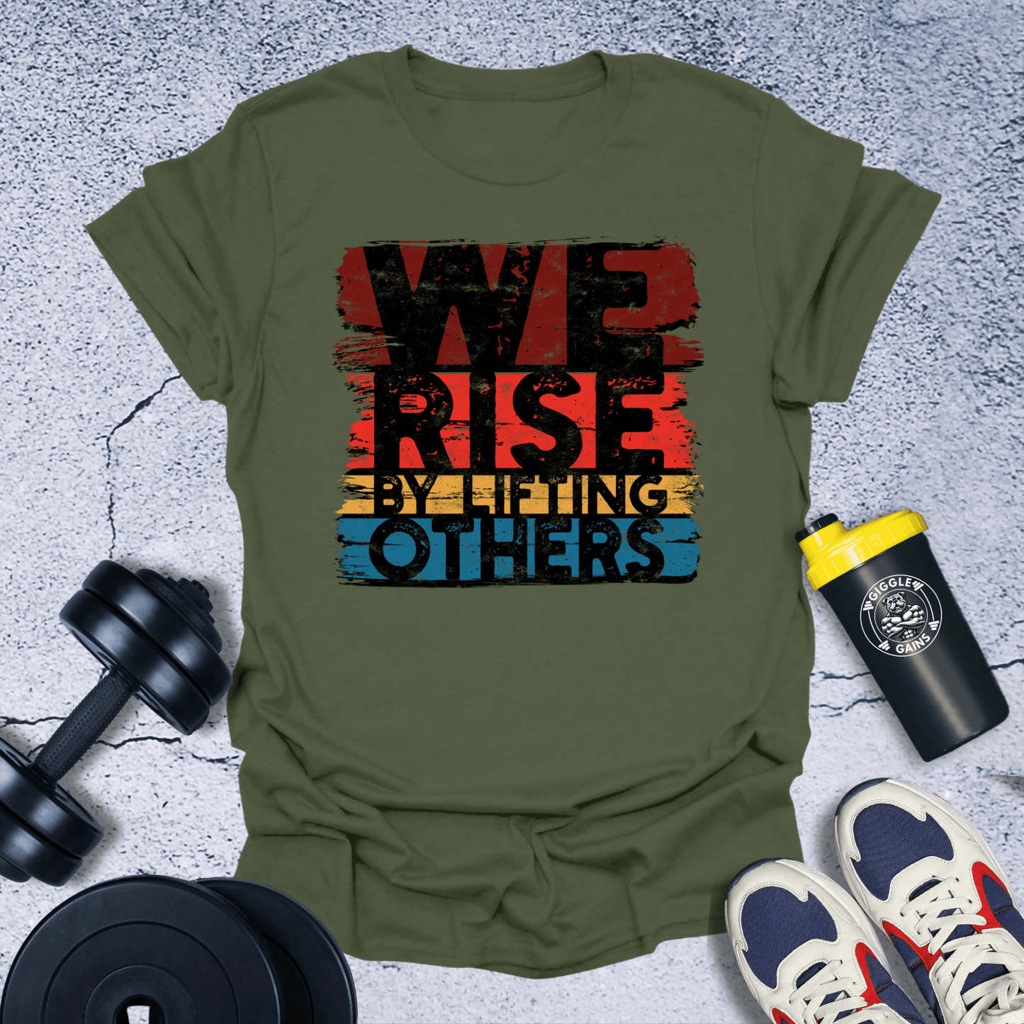 T-Shirt Military Green / S We Rise By Lifting Others T-Shirt