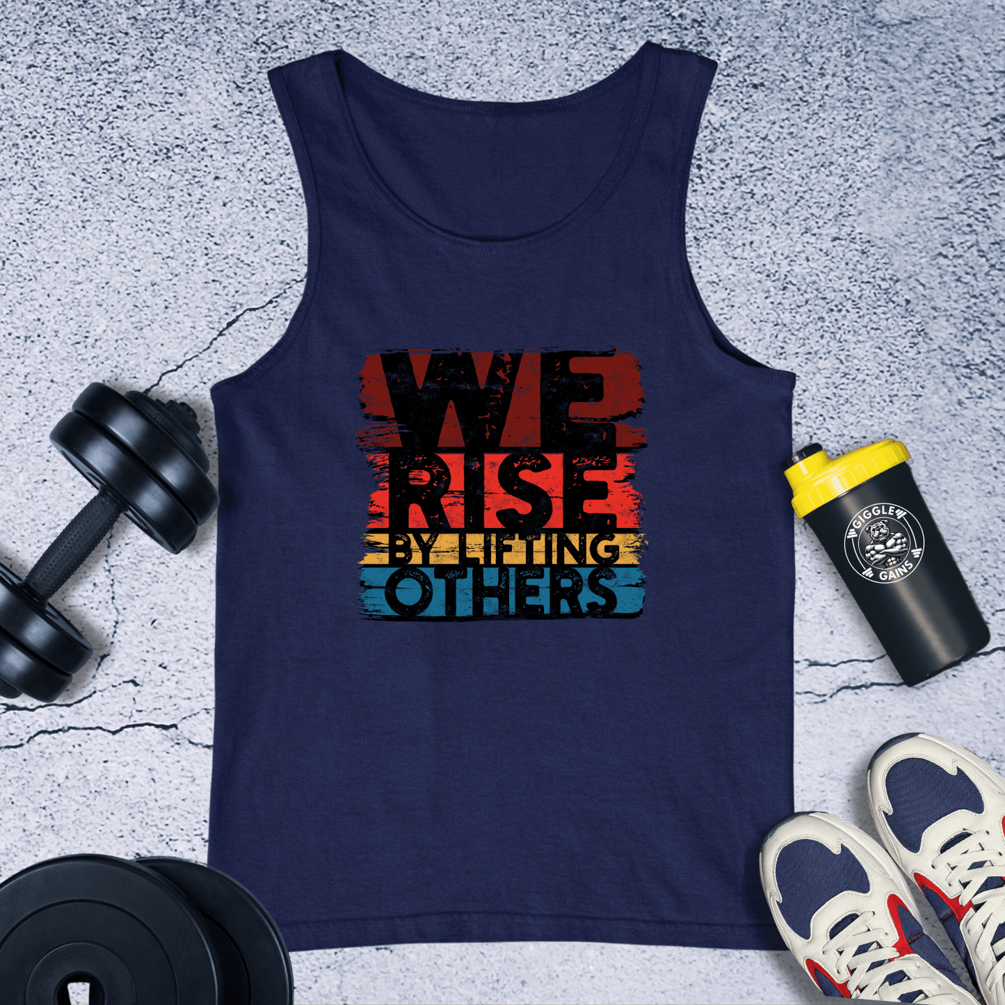 Tank Top Navy / XS We Rise By Lifting Others Tank Top