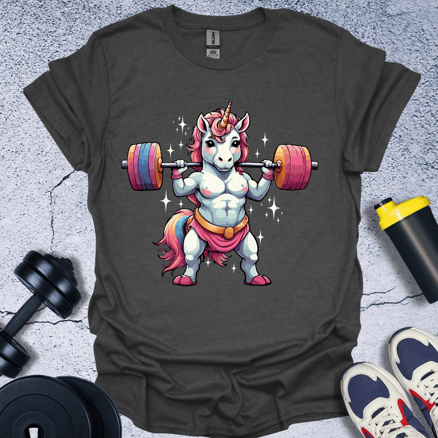 T-Shirt Dark Heather / S Weightlifting Unicorn T-Shirt