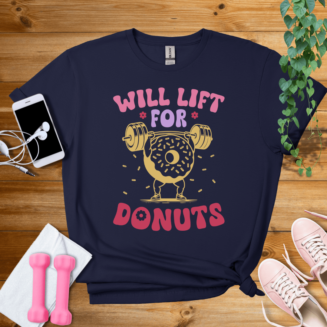 T-Shirt Navy / S Will Lift For Donuts T-Shirt