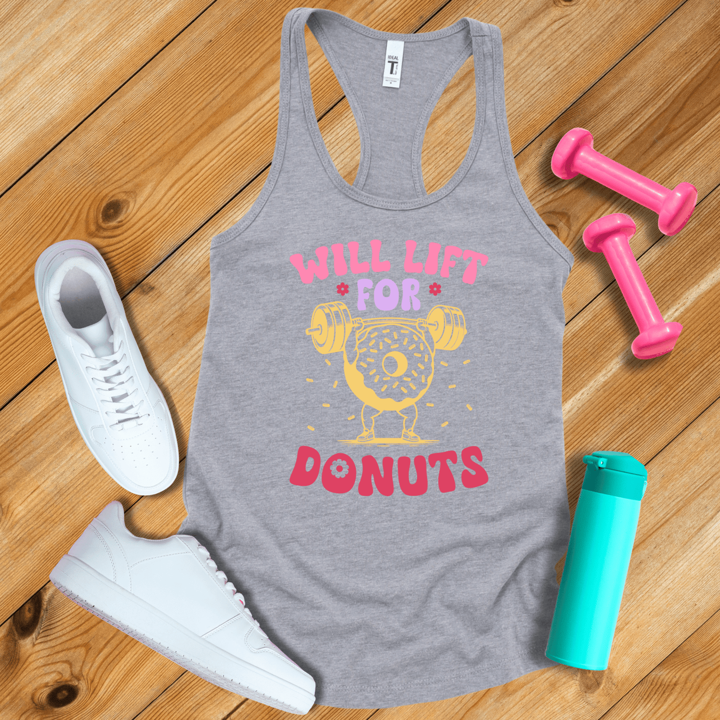 Tank Top Heather Grey / S Will Lift For Donuts Tank Top