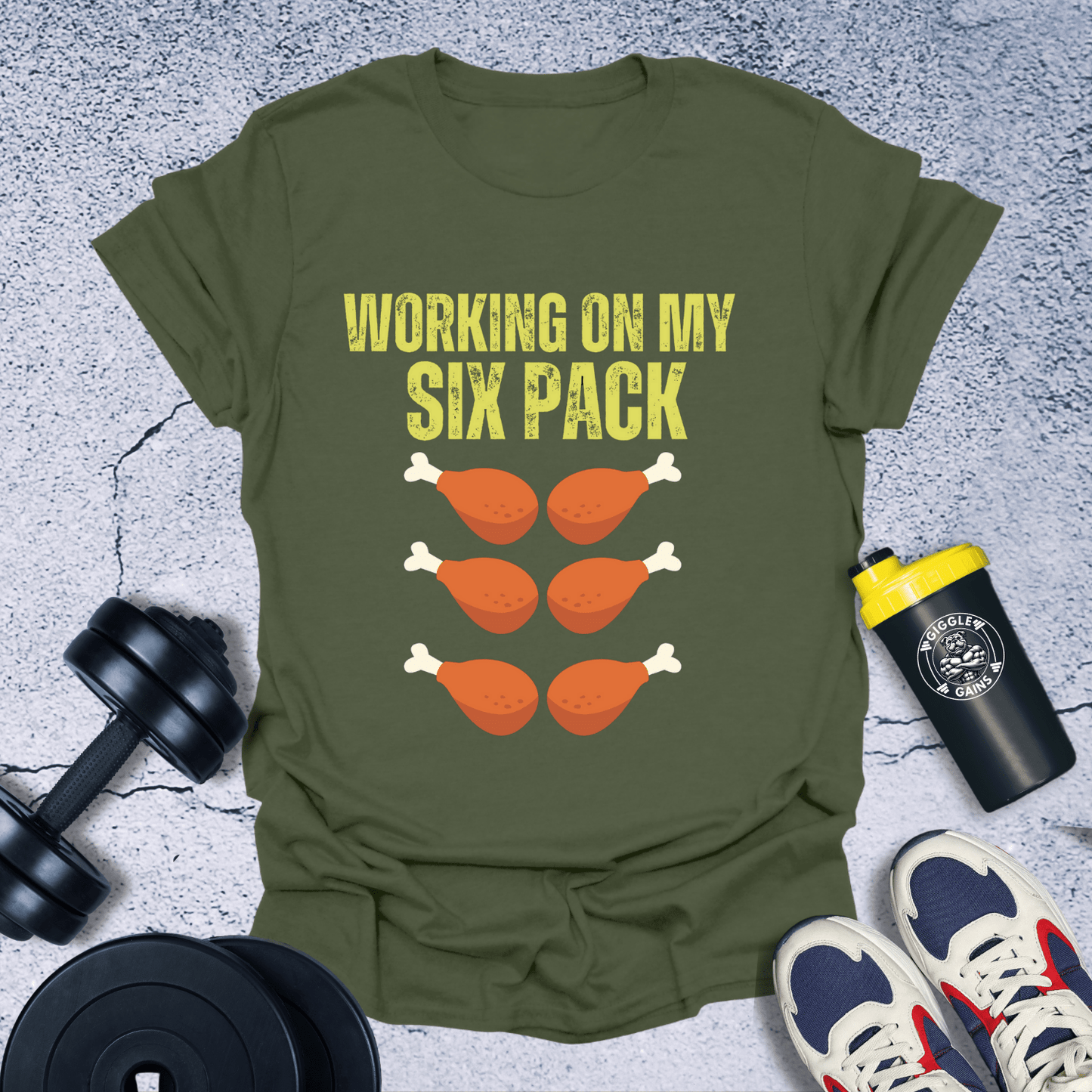 T-Shirt Military Green / S Working On My Six Pack T-Shirt