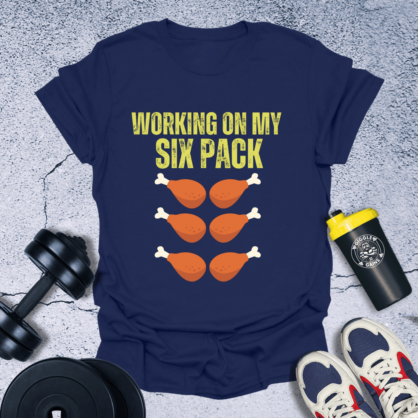 T-Shirt Navy / S Working On My Six Pack T-Shirt