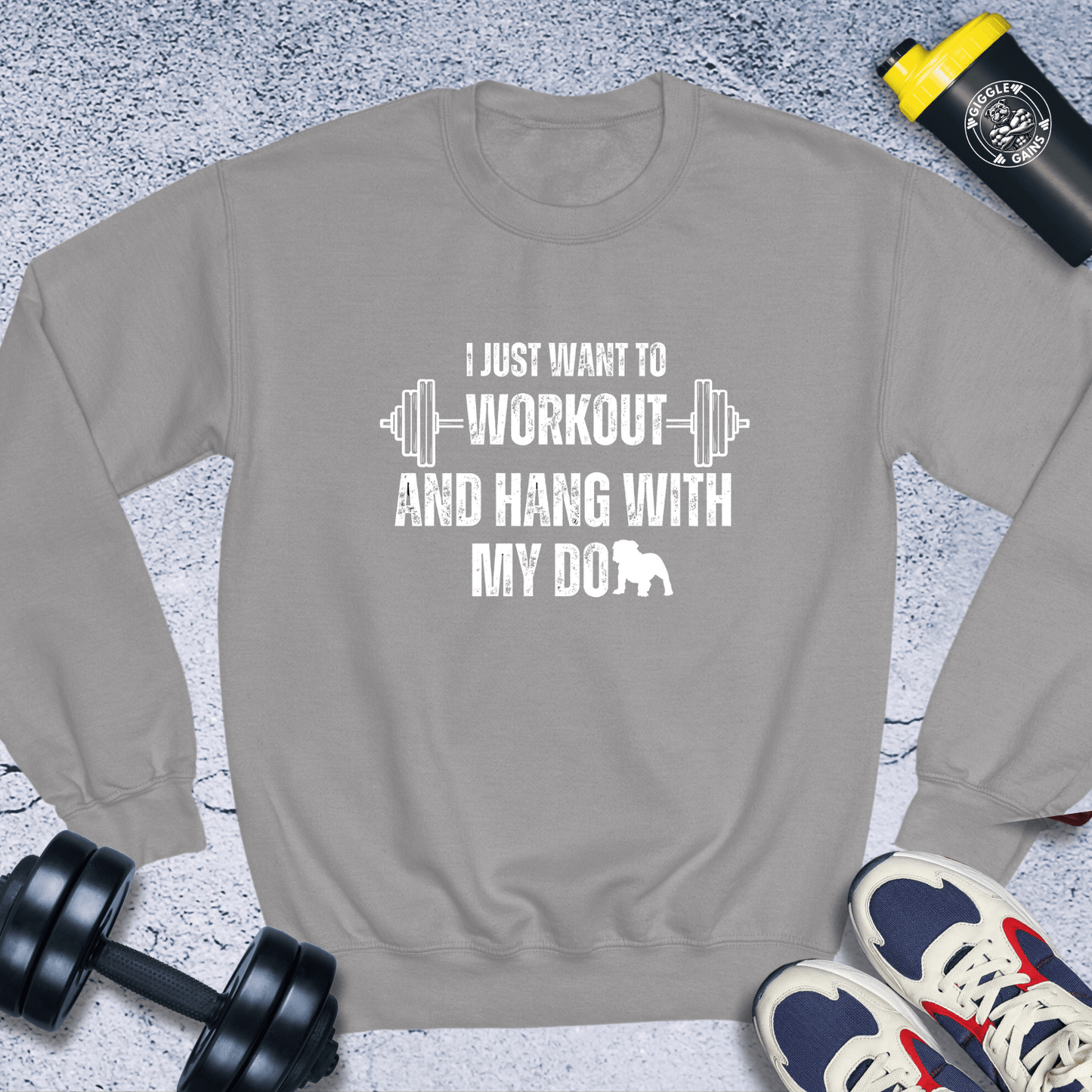 Sweatshirt Sport Grey / S Workout And Hang With My Dog Crewneck