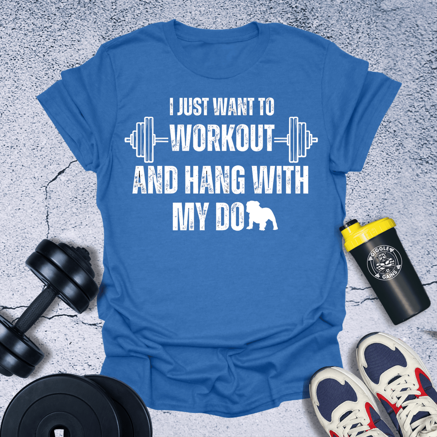 T-Shirt Heather Royal / S Workout And Hang With My Dog T-Shirt