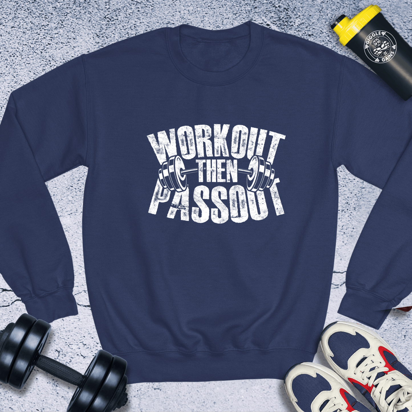 Sweatshirt Navy / S Workout Then Passout Crewneck