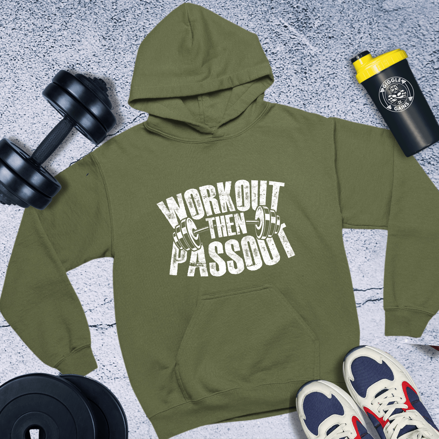 Hoodie Military Green / S Workout Then Passout Hoodie