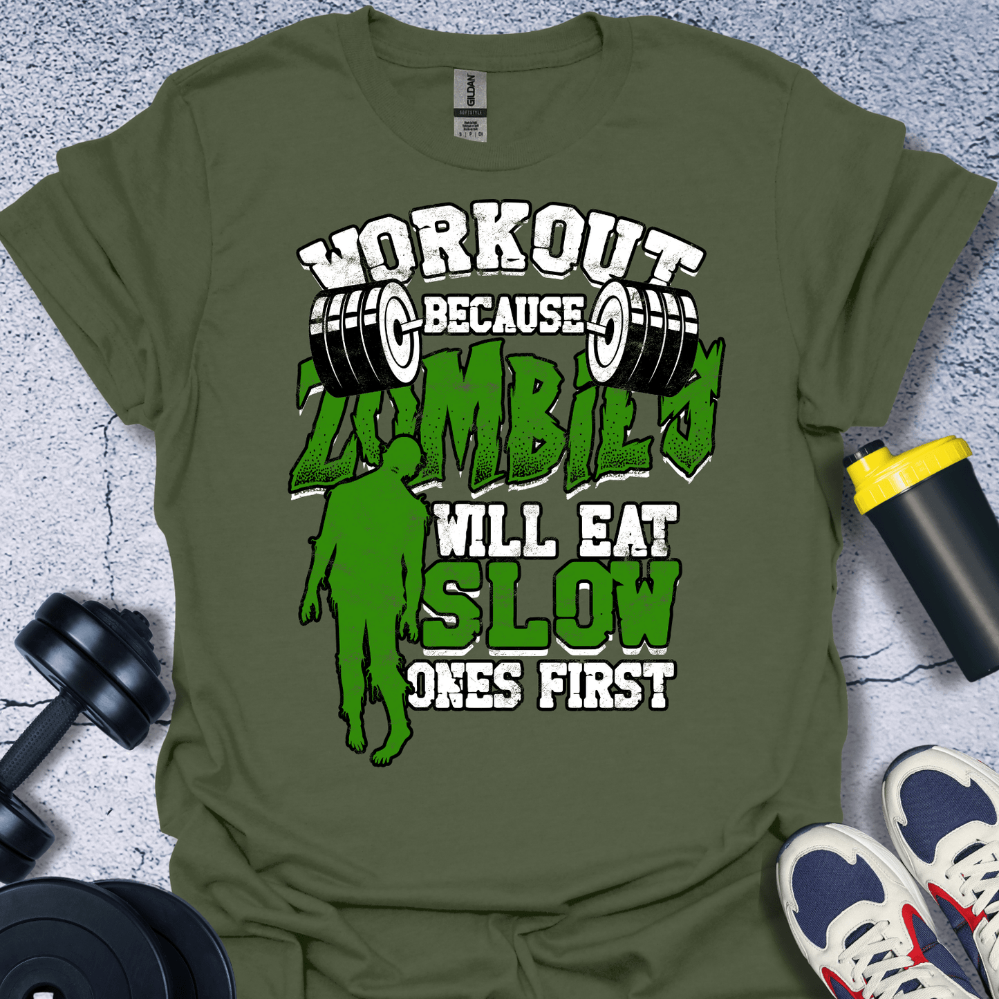 T-Shirt Military Green / S Zombie Eat Slow One T-Shirt